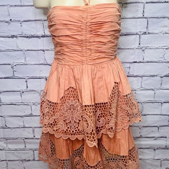 Ulla Johnson Savannah Women’s peach Lace Sleeveless Mini Dress Size 6 - Picture 5 of 10
